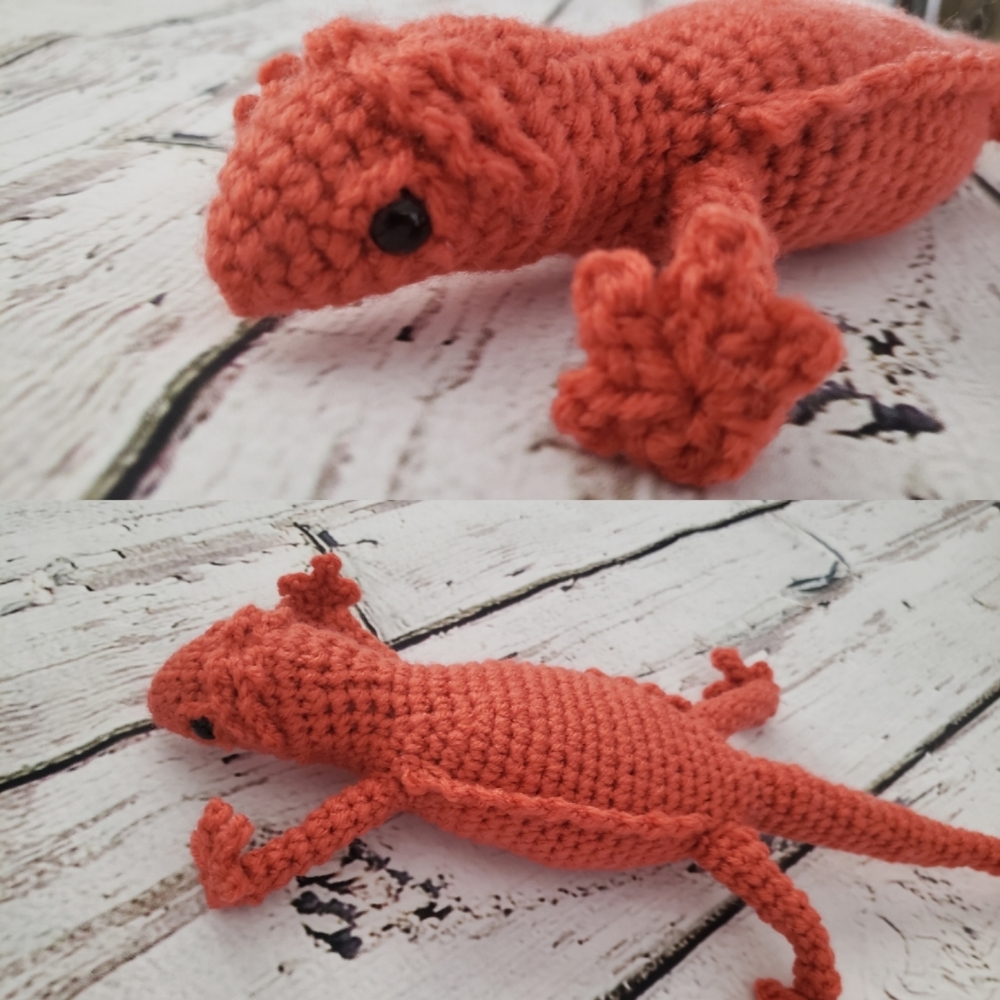 Coral Hand Made Bearded Dragon Amigurumi